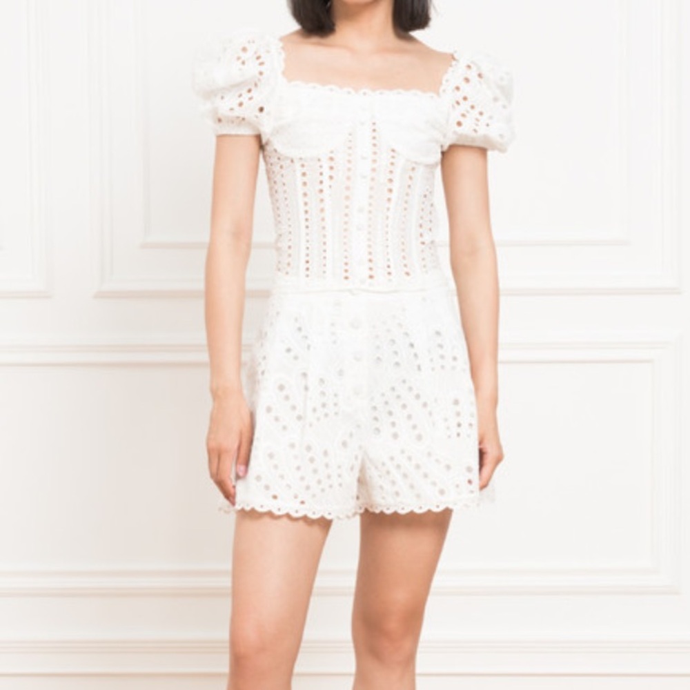 CHARO RUIZ ELLA WHITE BUSTIER TOP WITH BRODERIE ANGLAISE EMBROIDERY - Picture 7 of 10